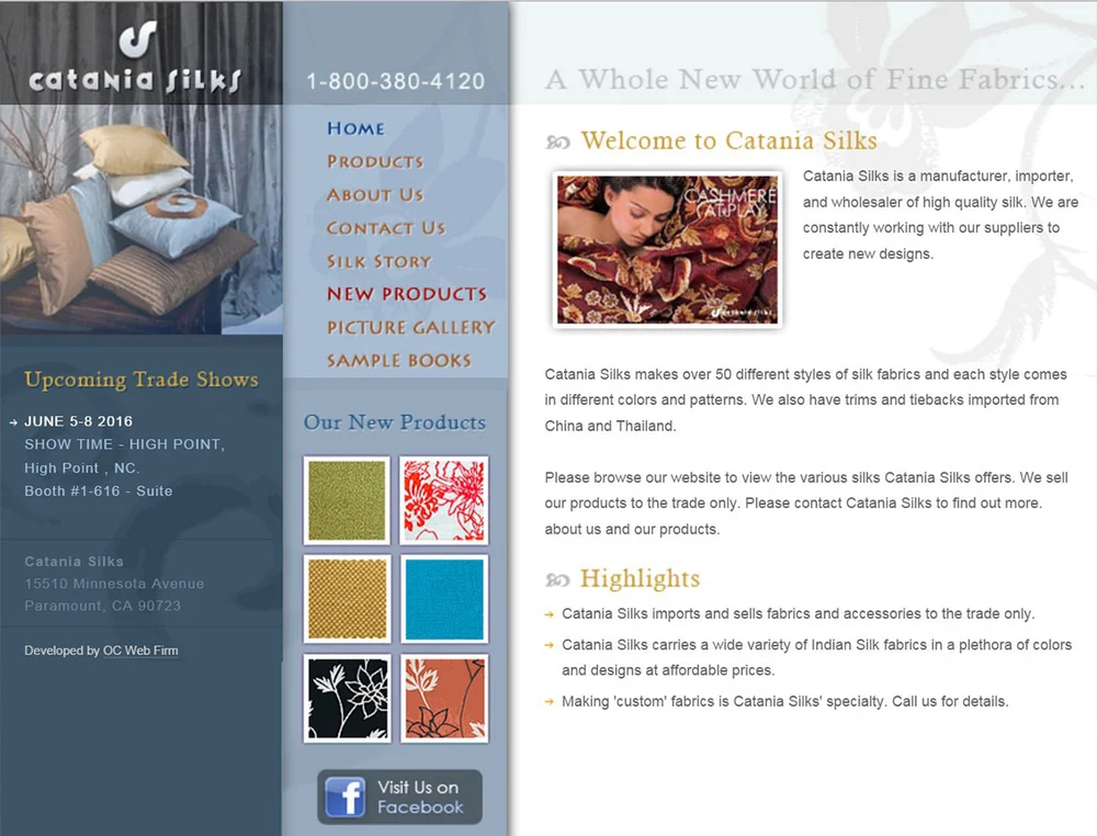Catania Silks project screenshot from the time of our work