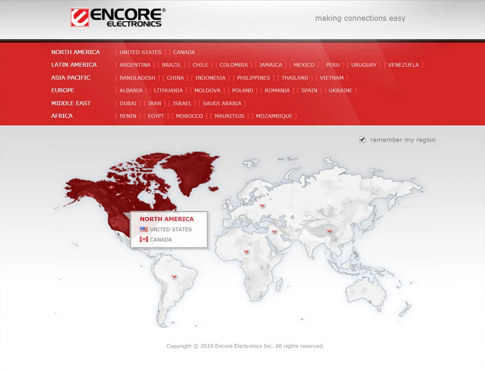 Encore Electronics project screenshot from the time of our work