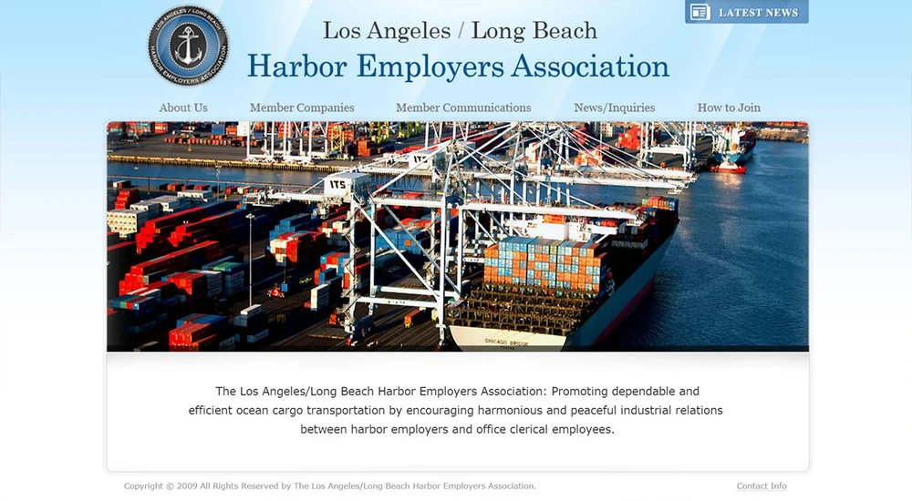 Los Angeles/Long Beach Harbor Employers Association project screenshot from the time of our work