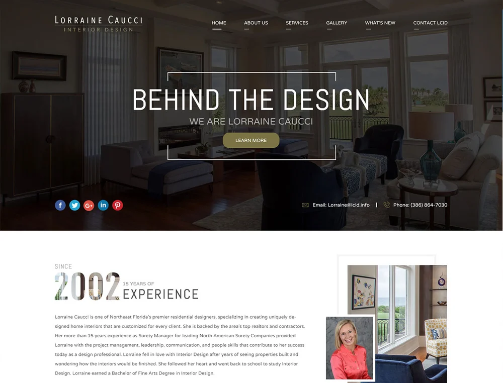 Lorraine Caucci project screenshot from the time of our work