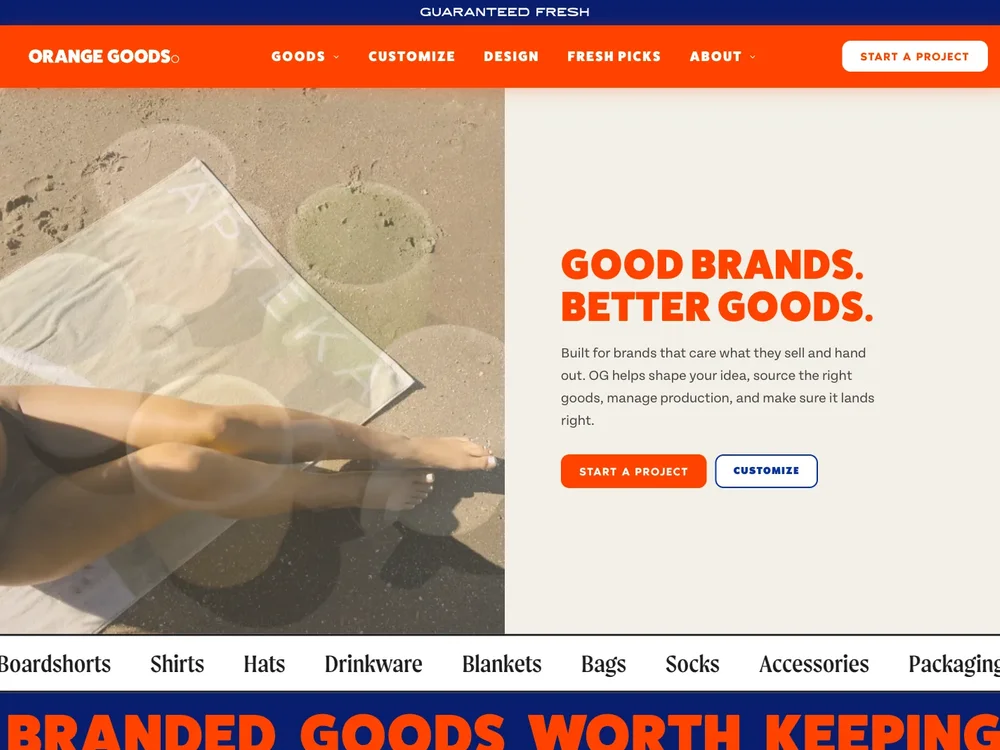 OrangeGoods homepage captured September 29, 2026