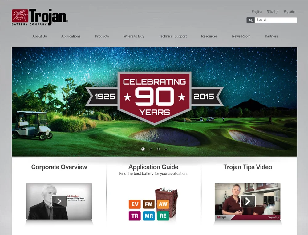 Trojan Battery Company project screenshot from the time of our work